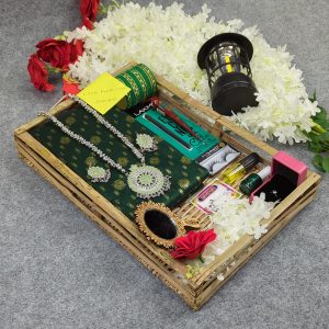 Premium Half Silk Jamdani Saree Combo Set - Green