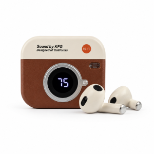 Q86 Retro Camera Design True Wireless Earbuds – Bluetooth 5.4 TWS with Leather Texture, Digital LED Display, Low Latency Gaming & ENC Noise Reduction - Image 7